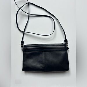 Derek Alexander Black Leather Cross Body Bag Purse Elegant
